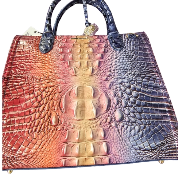 Brahmin DREAMER OMBRE MELBOURNE Leather CAROLINE Satchel Crossbody Purple New‎ - Picture 3 of 13